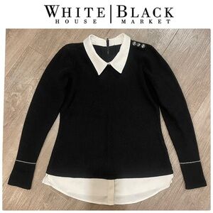White House Black Market Black Sweater with Dress Shirt